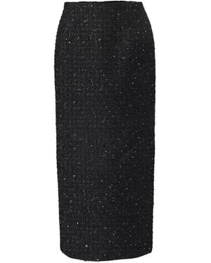Carolina Herrera Lurex Tweed Midi Skirt - Black