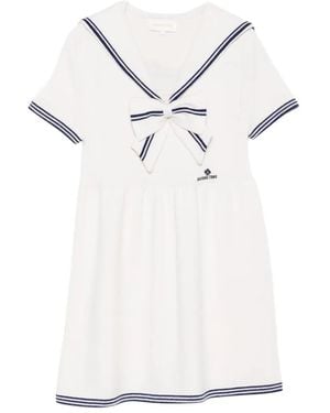 ShuShu/Tong Bow-Detail Sailor-Collar Mini Dress - White