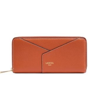 Lancel Enveloppe Grained Leather Wallet - Orange
