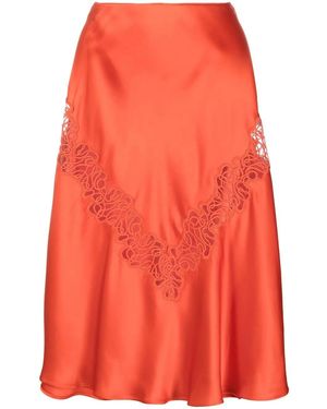 Stella McCartney Lace-Insert Satin Skirt - Orange
