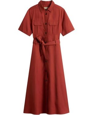 Woolrich Robe Mi-Longue À Manches Courtes - Red