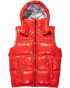 Purple Brand Logo-Print Hooded Padded Gilet - Red