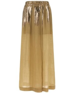 Nude Jupe Mi-Longue À Effet Verni - Natural