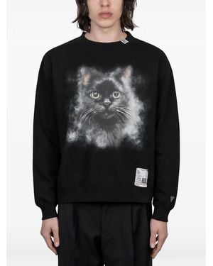 Maison Mihara Yasuhiro Sudadera Con Estampado De Gato - Negro