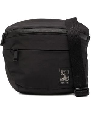 agnès b. Logo-Patch Messenger Bag - Black