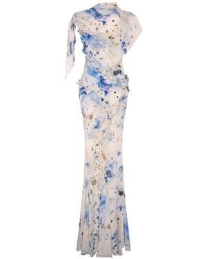 Paris Georgia Basics Gerüschtes Maxikleid Mit Print - Weiß