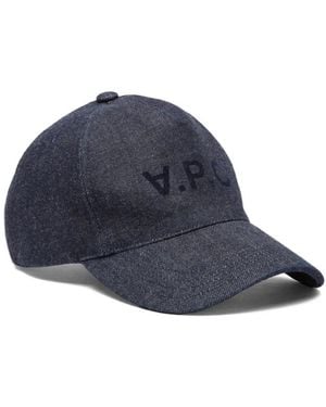 A.P.C. Logo-Print Cap - Blue