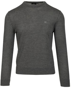 Etro Fuji Embroidered-Logo Sweater - Gray