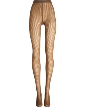 Wolford Shimmer-Effect Fishnet Tights - White