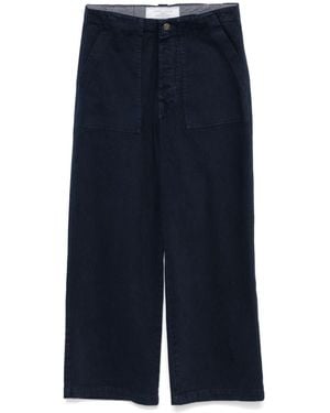 Societe Anonyme Concealed Button Cargo Trousers With Logo Patch - Blue