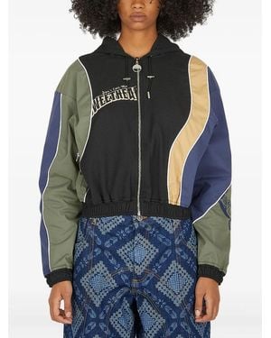 Ahluwalia Drawstring-hood panelled bomber jacket - Azul
