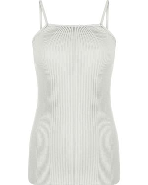 Low Classic Halterneck Ribbed Tank Top - White