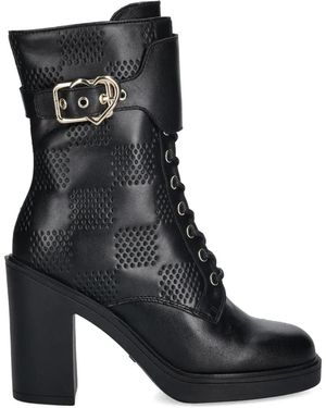Love Moschino Heart-Buckle Heeled Boots - Black