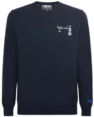 MC2 Saint Barth Heron Light Embroidered Crew-Neck Sweater - Blue