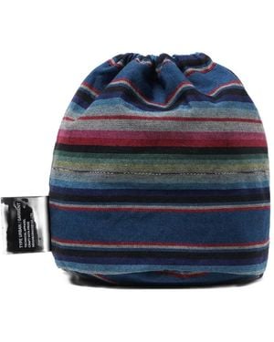 Neighborhood Striped Drawstring Messenger Bag - Blue