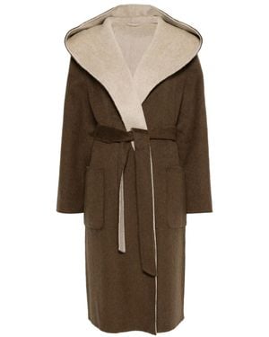 P.A.R.O.S.H. Hooded Belted Coat - Brown