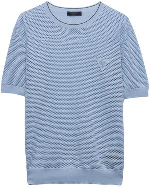 Prada T-Shirt Con Design Traforato - Blu