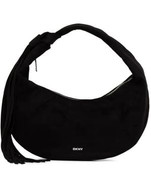 DKNY Fringe-Detail Knotted Tote Bag - Black
