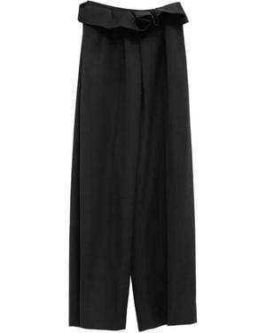 KHAITE Kira Ruffled Pleated Trousers - Black