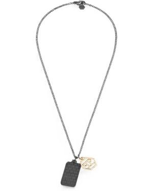 Philipp Plein Plein Tag Logo-Plaque Necklace - Black