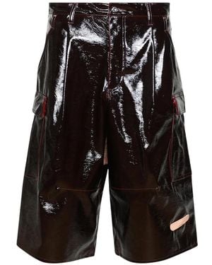 PDF Glossy-Finish Cargo Shorts - Black