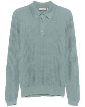 Canali Textured Knit Polo Shirt - Green