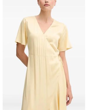 GANT Wrap Ruffled-Sleeve Asymmetrical Dress - Natural