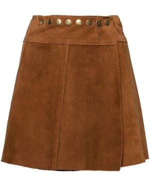 Cynthia Rowley Wrapped Suede Skirt - Brown