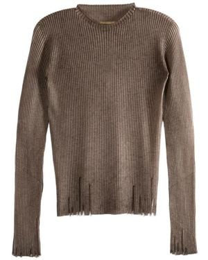 Uma Wang Ribbed Long-Sleeves Top - Brown