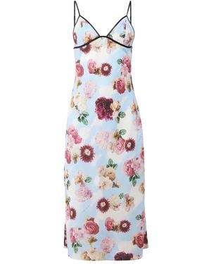 Fleur du Mal Dream Of Fleur-Print Midi Dress - White