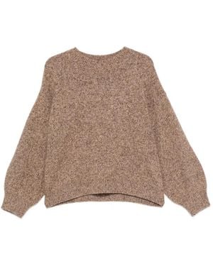 Soft Goat Mélange-Effect Crew-Neck Jumper - Brown