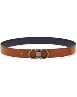 Ferragamo Reversible And Adjustable Gancini Belt - White