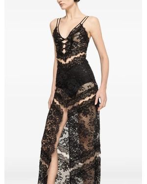 Nissa Beaded Lace-Trimmed Maxi Dress - Black