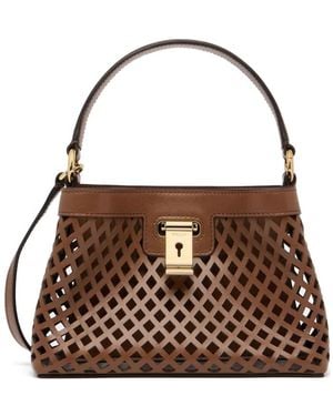 Bally Lock Me Laser-Cut Leather Mini Bag - Brown