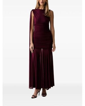 Bardot Ruched Draped Dress - Purple