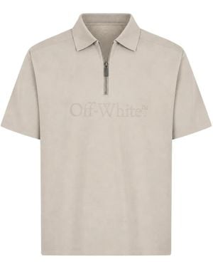 Off-White c/o Virgil Abloh Logo-Print Zip Polo Shirt - White