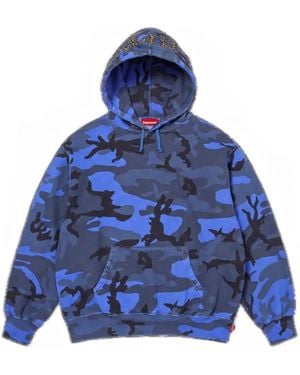 Supreme Overdyed-Studded Hoodie - Blue