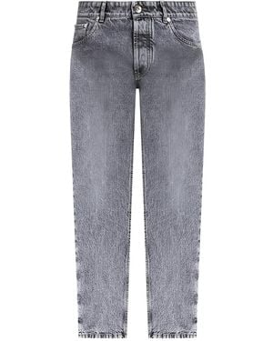 Brunello Cucinelli Jeans Dritti Con Ricamo - Grigio