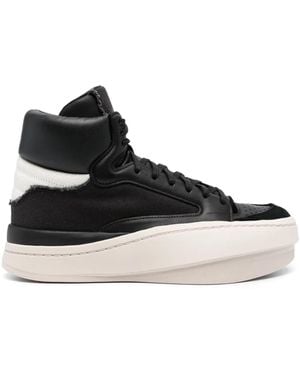 Y-3 Centennial Panelled Leather Trainers - Black