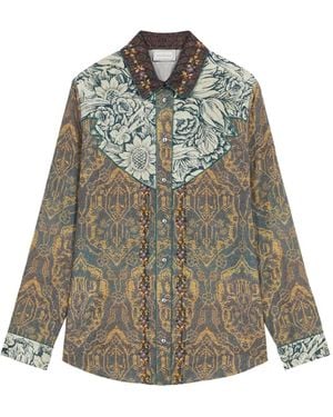 Pierre Louis Mascia Floral-Damask Embellished Shirt - Natural