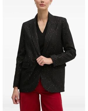 La Petite Francaise Veritable Striped Button Blazer - Black