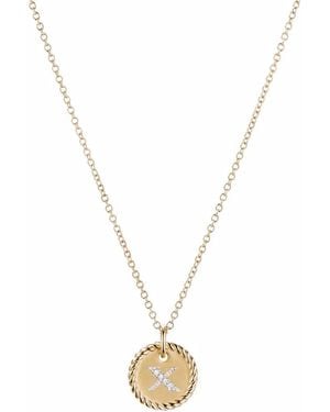 David Yurman 18Kt X Initial Charm Diamond Necklace - Metallic