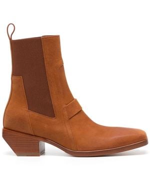 Rick Owens Leather Ankle Boots - Brown