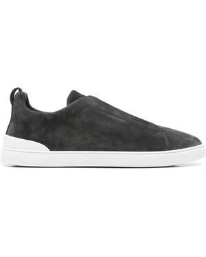 ZEGNA Triple Stitch Slip-On Trainers - Black