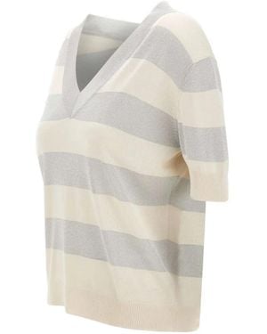 Gran Sasso Lurex-Detail Striped Jumper - White