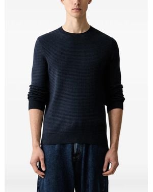 Trussardi Waffle-Knit Crew-Neck Sweater - Blue
