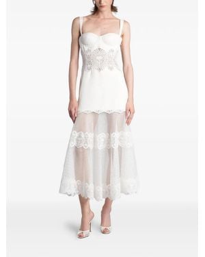 retroféte Olenna Guipure Lace-Panelled Midi Dress - White