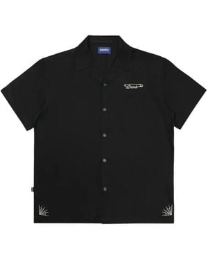 DevÁstates Embroidered-Detail Bowling Shirt - Black