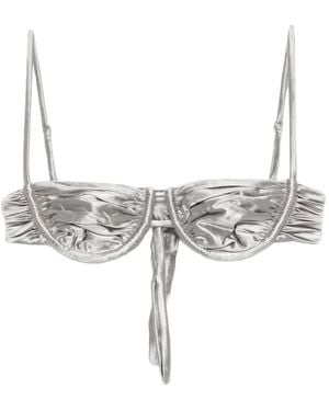 Isa Boulder Ruched Bikini Top - White