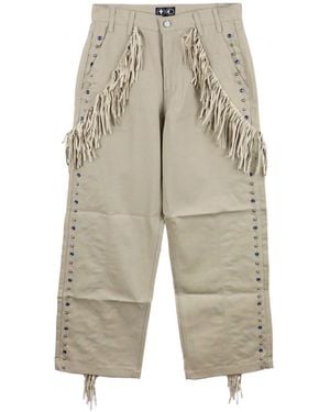 THUG CLUB Castle Cowboy Fringed Trousers - Natural